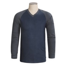 Calida Thema Mix and Match Stripe T-Shirt - Cotton, Long Sleeve (For Men) in Night Shadow - Closeouts