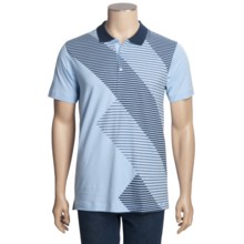 Calida Therma Liberty Polo Shirt - Cotton, Short Sleeve (For Men) in Sky Blue/Navy - Closeouts