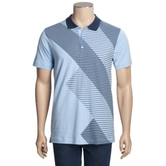 Calida Therma Liberty Polo Shirt - Cotton, Short Sleeve (For Men) in Sky Blue/Navy
