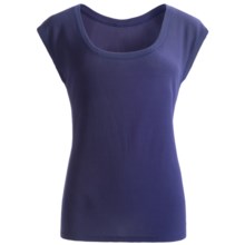 Calida Tonic Water Fine Rib Stretch Shirt - Short Sleeve (For Women) in Astral Blue - Closeouts