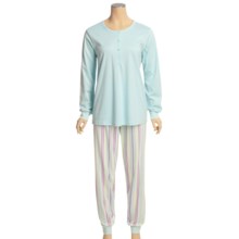 Calida Vancouver Lightweight Cotton Pajamas - Cuffed, Long Sleeve (For Women) in Waterfall - Closeouts
