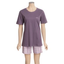 Calida Water Garden Pajamas - Interlock Cotton, Short Sleeve (For Women) in Vintage Violet - Closeouts