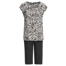 Calida Wave Capri Pajamas - Stretch Micromodal® Jersey, Short Sleeve (For Women) in Black - Closeouts