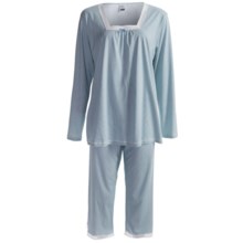 Calida Ylang Ylang Cotton Capri Pajamas - Lightweight, Long Sleeve (For Women) in Bay - Closeouts