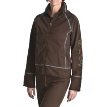 Calispia Artisan Embroidered Jacket - Stretch French Terry Cotton (For Women) in Brown W/Mineral Stitching - Closeouts