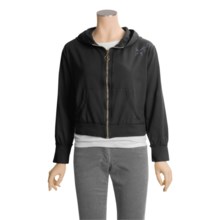 Calispia Stretch Cotton Jersey Hoodie - Zip Front (For Women) in Black - Closeouts
