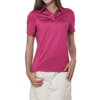 Callaway Chev Jacquard Polo Shirt - Short Sleeve (For Women) in Bright Pink
