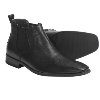 Calvin Klein Garrison Pull-On Boots (For Men) in Black Weave Emboss Leather