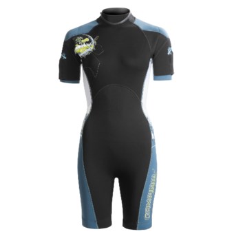 Camaro Mono Mundaka Shorty Wetsuit - 3mm (For Women) in Black/Blue Grey/White