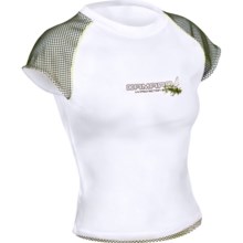 Camaro Prado Bay Rash Guard - UPF 50, Short Sleeve (For Women) in White W/Olive - Closeouts