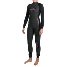 Camaro Prime Surfing Overall Wetsuit - 4/3/2mm (For Women) in Black/Dark Grey/Blue/Pink Logo - Closeouts