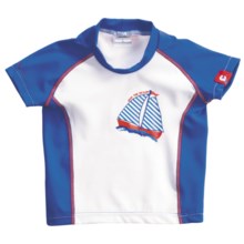 Camaro Rash Guard - UPF 50+, Short Sleeve (For Toddler Boys) in Blue/White - Closeouts