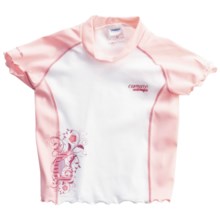 Camaro Rash Guard - UPF 50+, Short Sleeve (For Toddler Girls) in Pink/White - Closeouts