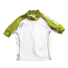 Camaro Water Kid Rash Guard - UPF 50+, Short Sleeve (For Boys) in White/Olive - Closeouts