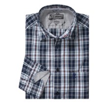 Canterbury Plaid Shirt - Contrasting Cuffs, Long Sleeve (For Men) in Navy - Closeouts
