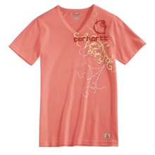 Carhartt Barbed Wire T-Shirt - Short Sleeve, V-Neck (For Women) in Melon - Closeouts