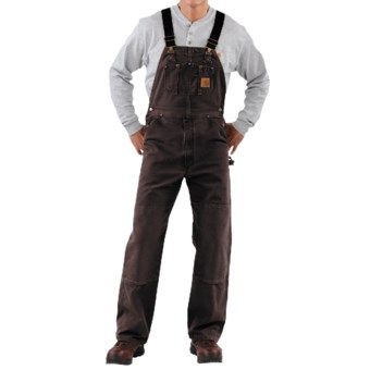 Carhartt Bib Overalls - Sandstone Duck, Unlined (For Men) in Dark Brown