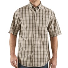 Carhartt Classic Plaid Shirt - Short Sleeve (For Men) in Cactus - Closeouts