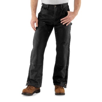 Carhartt Double Front Sandstone Canvas Pants - Insulated (For Men) in Black