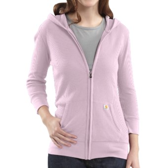 Carhartt Full-Zip Hoodie Sweatshirt - 3/4 Sleeve (For Women) in Light Orchid