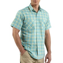 Carhartt Lightweight Plaid Cotton Shirt - Short Sleeve (For Tall Men) in Sea Blue - Closeouts