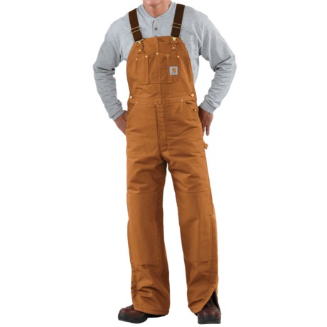 Carhartt Quilted Lined Duck Bib Overalls Brown 38x30 - UltraRob