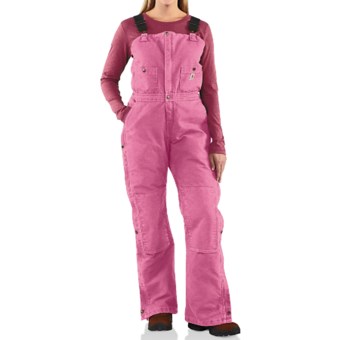 Carhartt Sandstone Bib Overalls - Insulated  (For Women) in Pink Rose