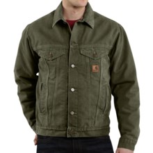 Carhartt Sandstone Jean Jacket - Sherpa Lined (For Men) in Army Green - 2nds