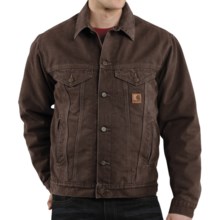 Carhartt Sandstone Jean Jacket - Sherpa Lined (For Men) in Dark Brown - 2nds