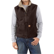 Carhartt Sandstone Mock Neck Vest - Sherpa Lining (For Men) in Dark Brown - 2nds