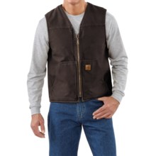 Carhartt Sandstone V-Neck Vest - Sherpa Lined (For Men)  in Dark Brown - 2nds