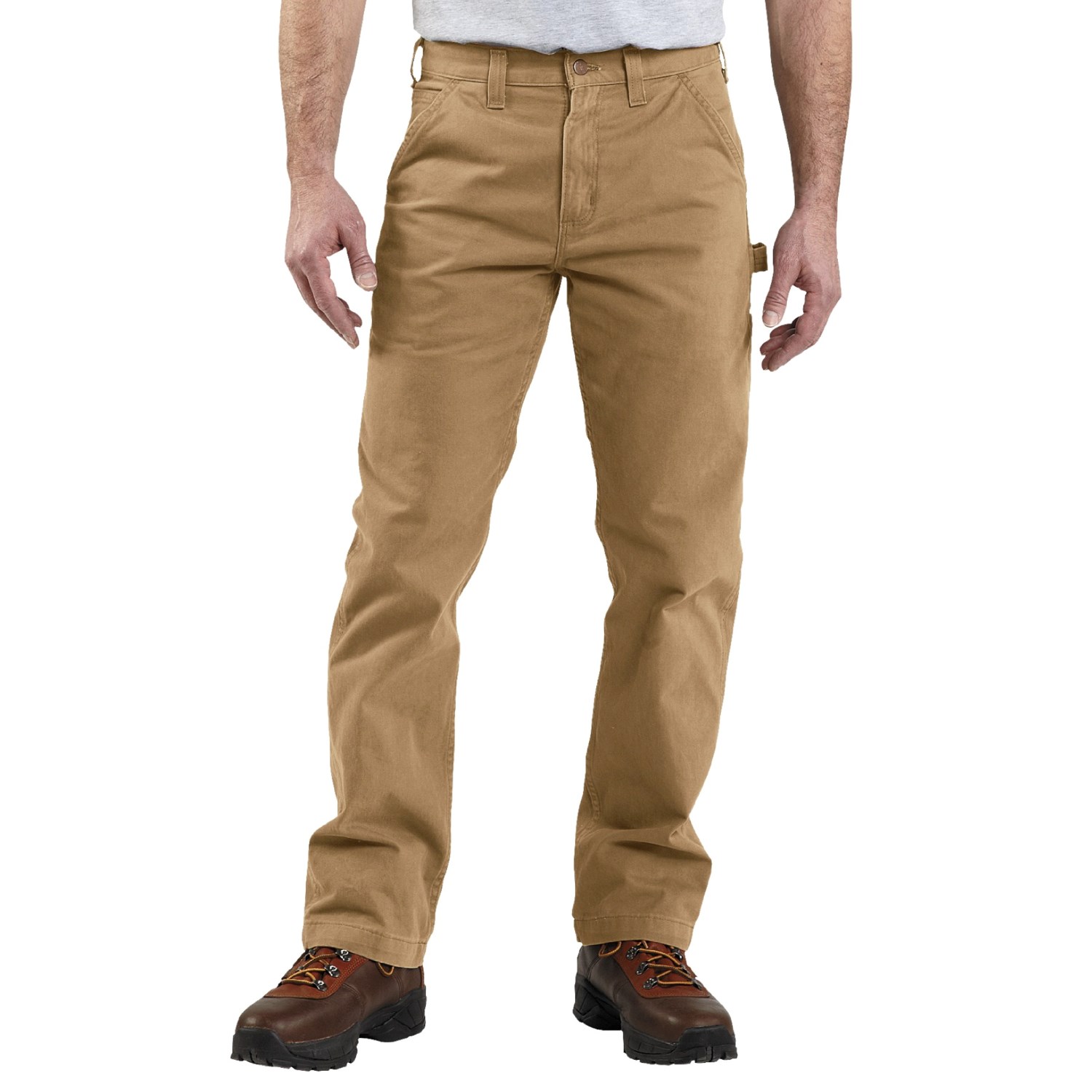 carhartt washed twill work pants for men in dark khaki~p~3657w_03~1500