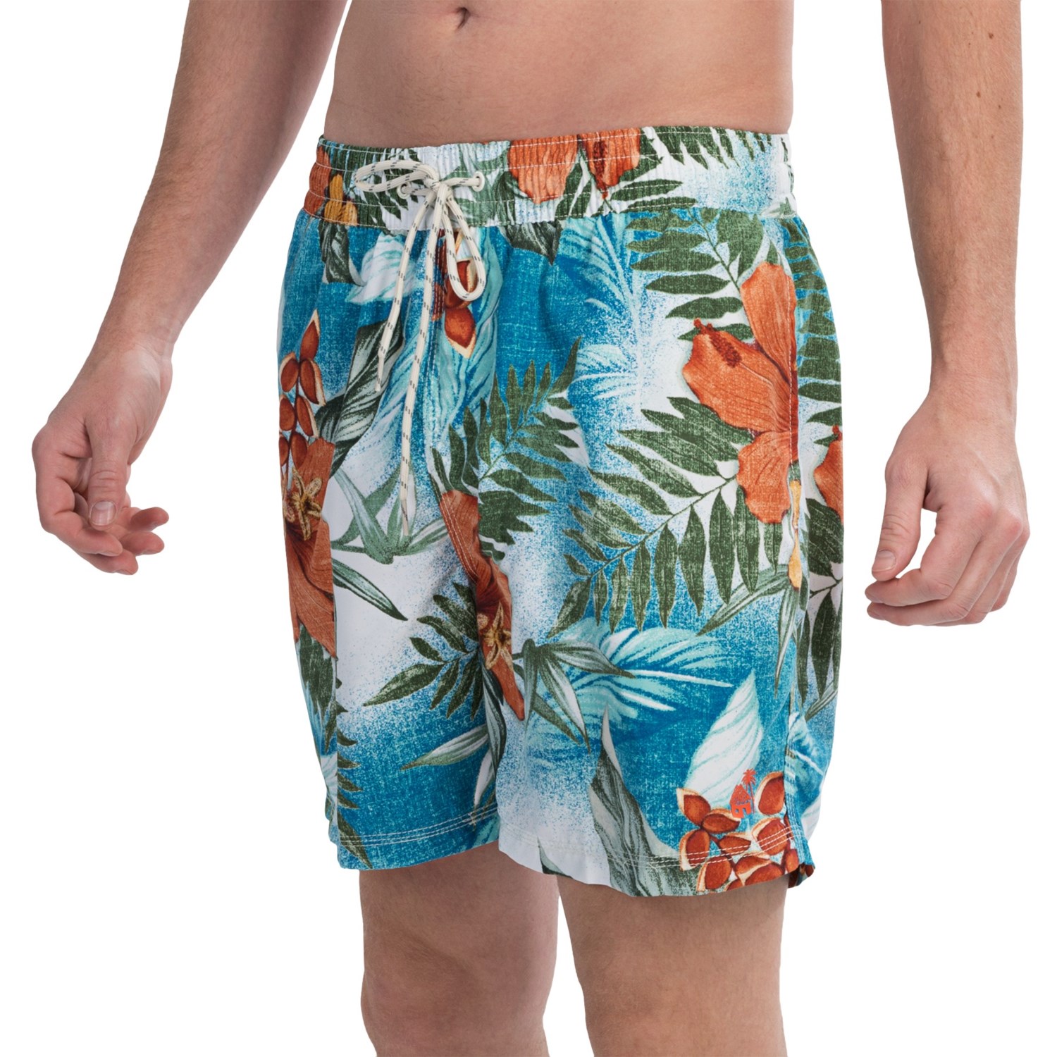 Caribbean Joe Men's swim trunks  XL XLarge Black floral 