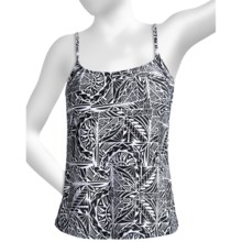 Caribbean Sand Classic Tankini Swimsuit Top - Spaghetti Straps (For Women) in Tiki Black/White - Closeouts