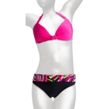Caribbean Sand Double-Tie Halter Bikini Swimsuit - 2-Piece (For Women) in Black/Cabo Purple - Closeouts