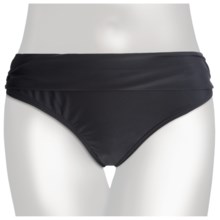 Caribbean Sand Fold-Over Low-Rise Bikini Swimsuit Bottoms (For Women) in Black - Closeouts