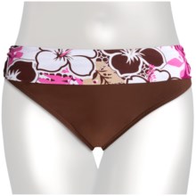 Caribbean Sand Fold-Over Low-Rise Bikini Swimsuit Bottoms (For Women) in Collins Wine - Closeouts