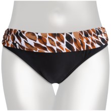 Caribbean Sand Fold-Over Low-Rise Bikini Swimsuit Bottoms (For Women) in Flame Brown - Closeouts