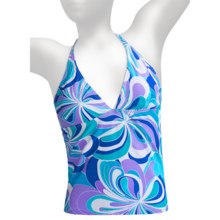 Caribbean Sand Halter Tankini Swimsuit Top (For Women) in Blues - Closeouts