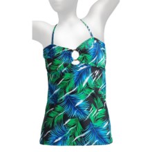 Caribbean Sand Keyhole Tankini Swimsuit Top - Removable Halter Strap (For Women) in Blue - Closeouts