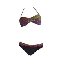 Caribbean Sand Twist Bikini Swimsuit - 2-Piece, Bandeau, Halter (For Women) in Lace Purple/Orange Ombre - Closeouts