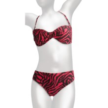 Caribbean Sand Twist Bikini Swimsuit - 2-Piece, Bandeau, Halter (For Women) in Out Of Africa Melon/Choc - Closeouts