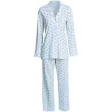 Carole Hochman Cotton Knit Pajamas - Long Sleeve (For Women) in Blue Print - Closeouts