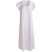 Carole Hochman Printed Nightgown - Cotton Knit, Short Sleeve (For Women) in Purple Print - Closeouts