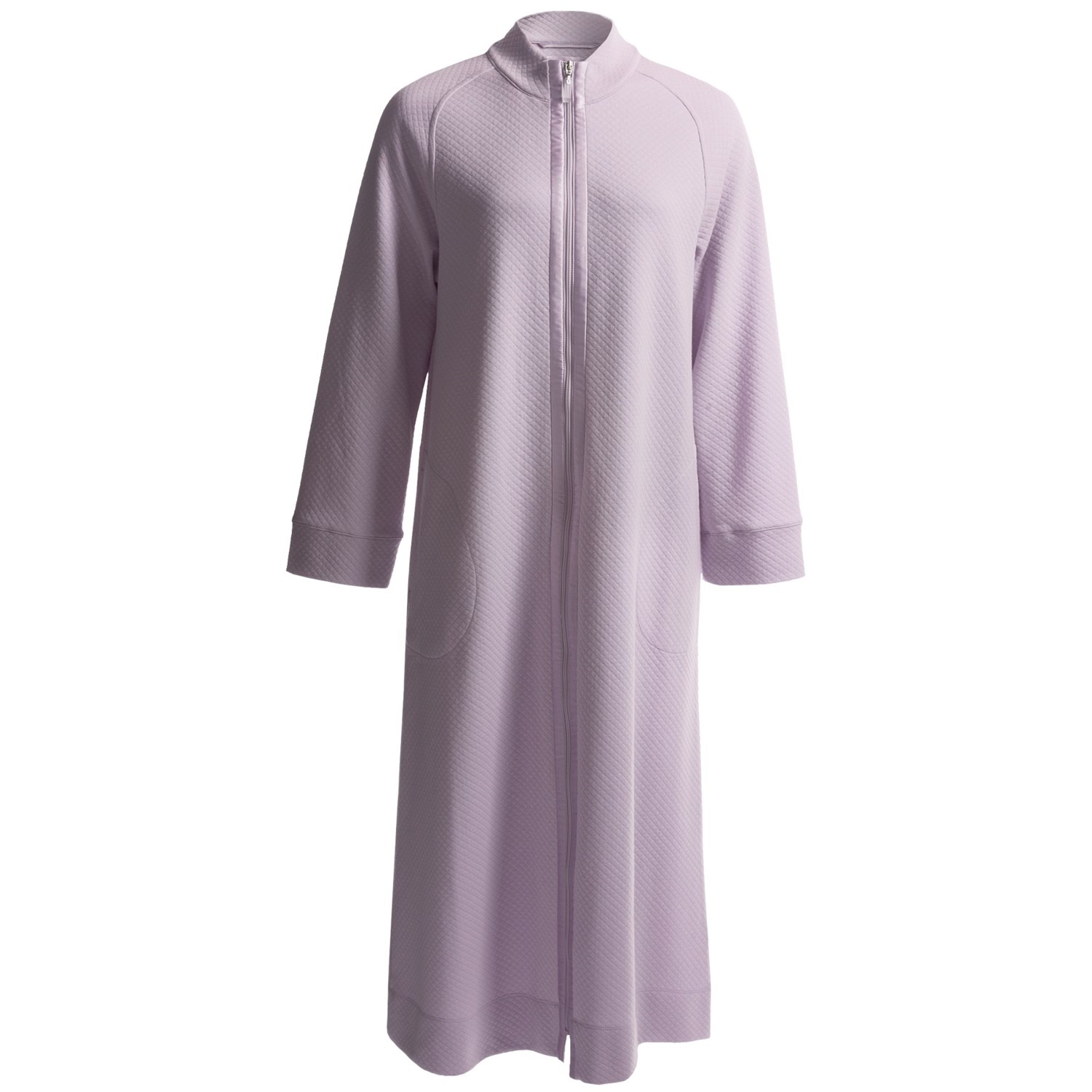 Carole Hochman Quilted Zip Front Long Robe - Long Sleeve (For Women