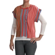 Carson Crochet Cardigan Sweater - Ramie-Cotton, Short Sleeve (For Women) in Horizon - Closeouts