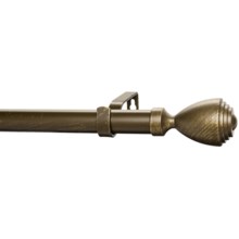Casa by Versailles Metal Curtain Rod - 48-120" in Antique Bronze Fluted Finial - Closeouts