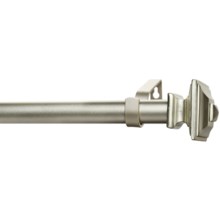 Casa by Versailles Metal Curtain Rod - 48-120" in Antique Silver Square Finial - Closeouts