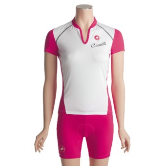 Castelli Elle Cycling Jersey - Short Sleeve (For Women) in White/Fucsia