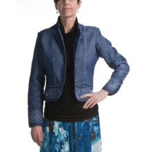 Casual Studio Embroidered Denim Jacket - Mandarin Collar (For Women) in Denim - Closeouts